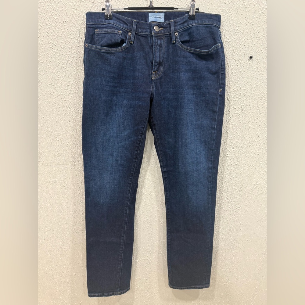 Frame Men’s Size 33  Denim Dark Blue  Skinny Jeans L’Homme Slim Straight Leg